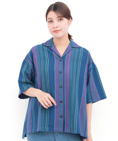 チチカカ |Rico エコフレンドリーダイ手織りストライプシャツ