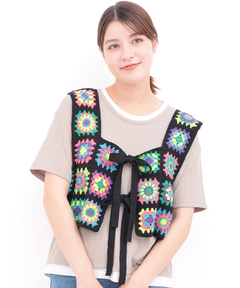 チチカカ |2WAYカラフルクロシェ風ベスト