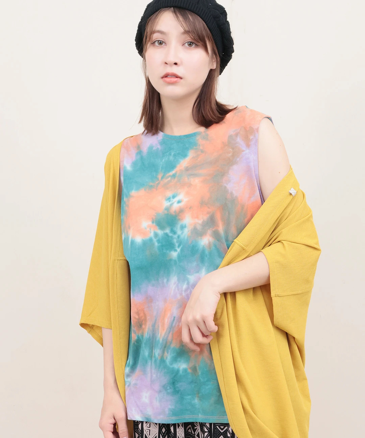 チチカカ |タイダイ裾ラウンドタンクトップ