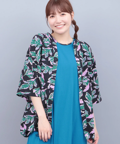 チチカカ |リーフプリントバンドカラーシャツ(大きいサイズ)