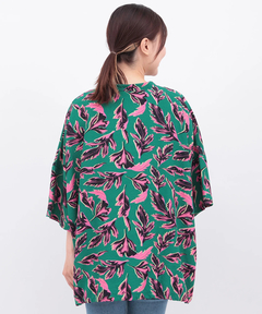 チチカカ |リーフプリントバンドカラーシャツ(大きいサイズ)