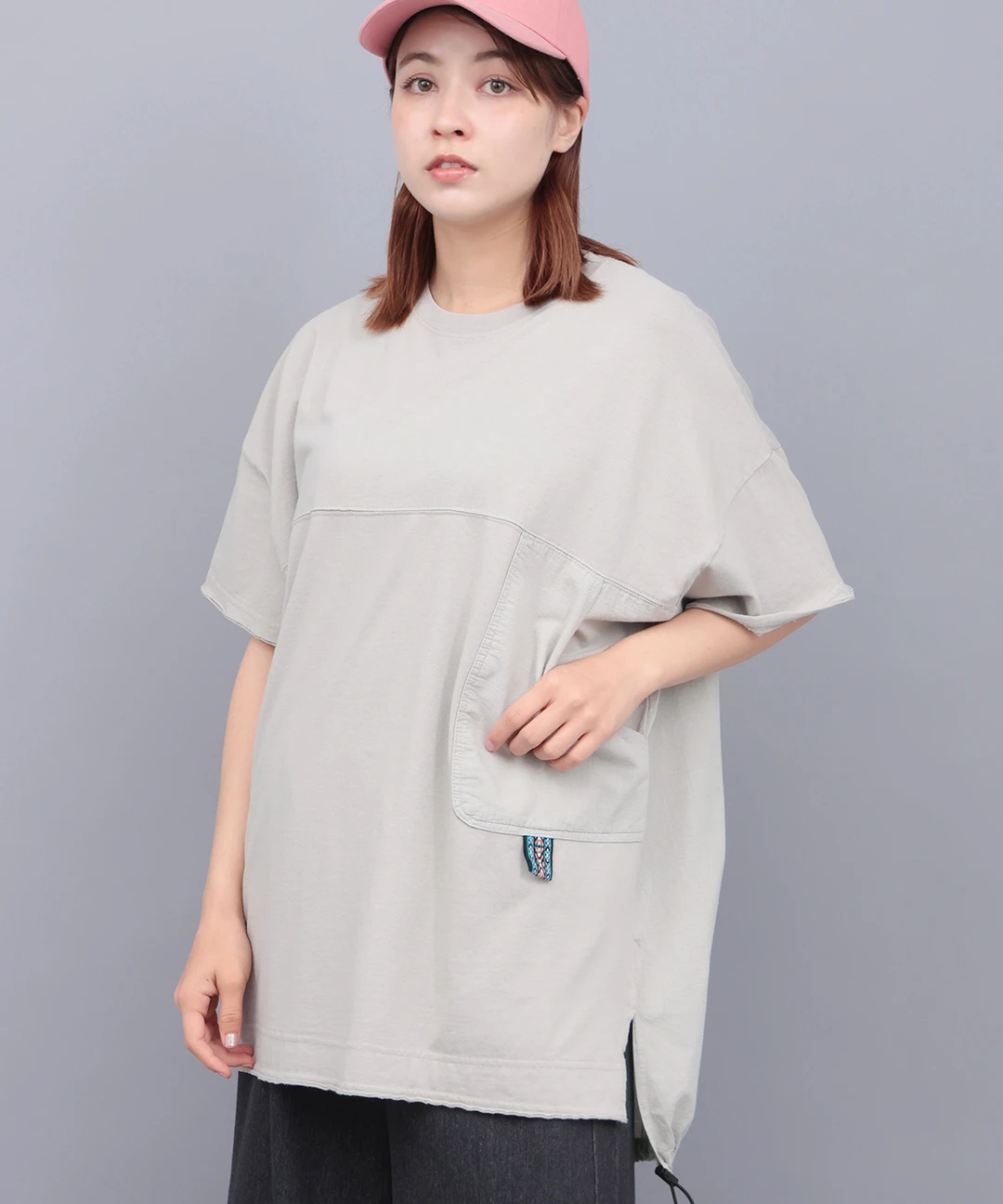 サイドポケット布帛切替プルオーバー(大きいサイズ) / Tシャツ