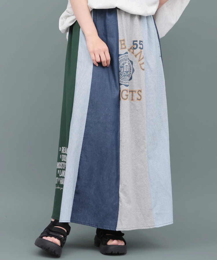 チチカカ |デニム切替ギャザースカート(大きいサイズ)