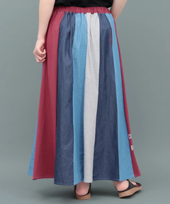 チチカカ |デニム切替ギャザースカート(大きいサイズ)
