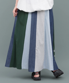 チチカカ |デニム切替ギャザースカート(大きいサイズ)