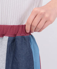 チチカカ |デニム切替ギャザースカート(大きいサイズ)