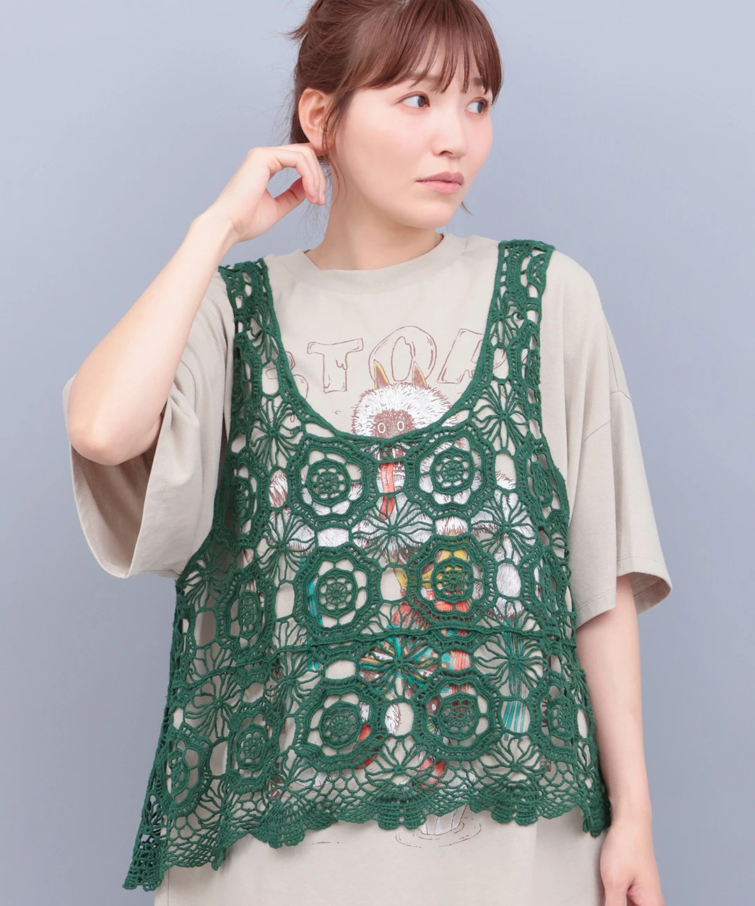かぎ編み風刺繍ベスト / ニット・セーター | エスニック