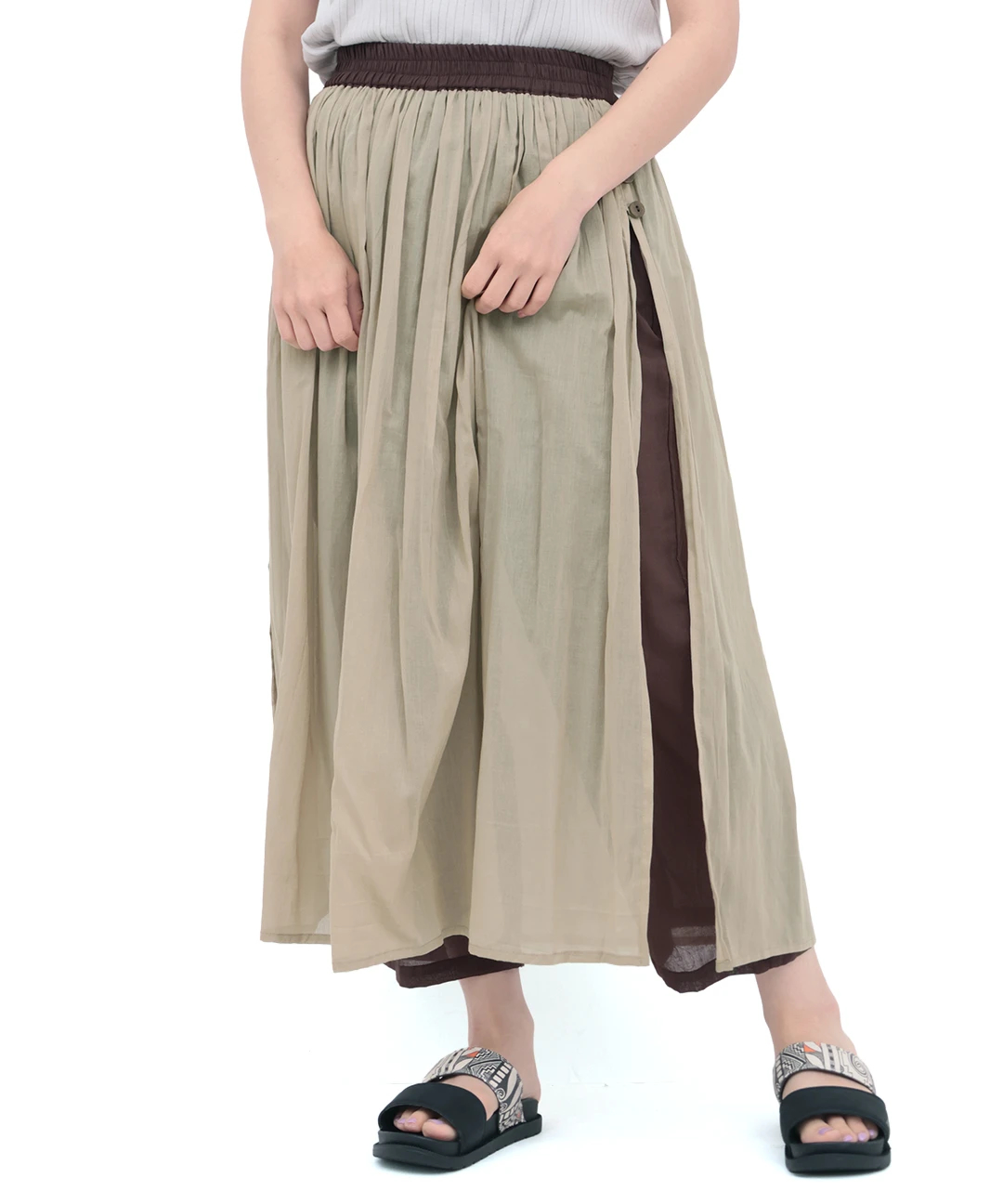 SMAXMARA Cinzia チンツィア シルク100%ベルト付パンツ バイカラーパンツスカート / パンツ | エスニックファッション