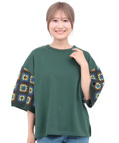 チチカカ |クロシェ風スリーブTシャツ