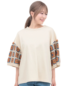 チチカカ |クロシェ風スリーブTシャツ