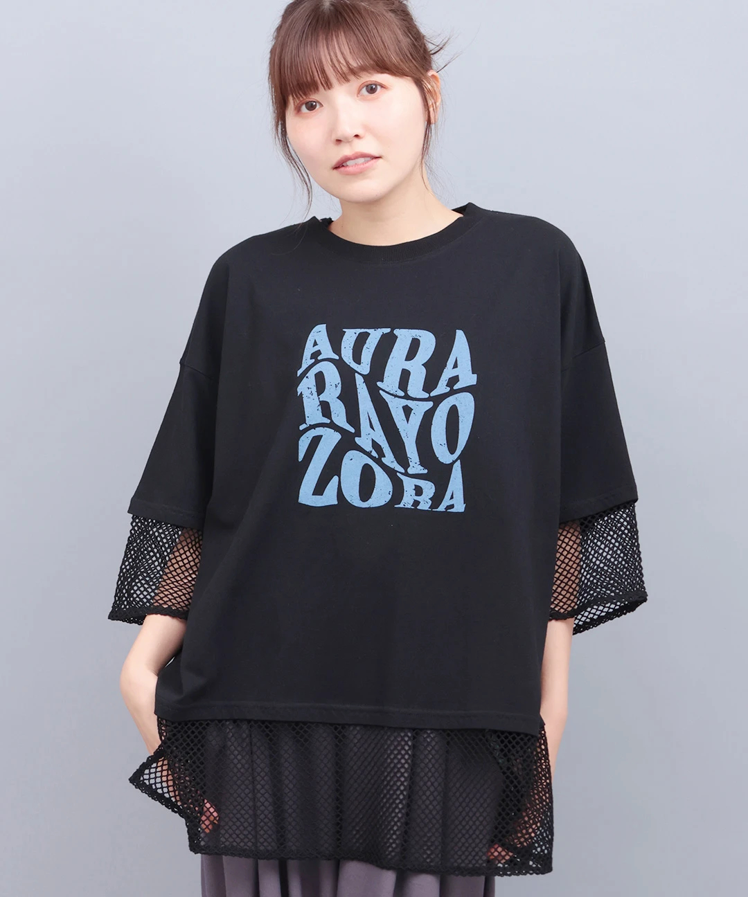 Orale! 裾メッシュレイヤード風プルオーバー / Tシャツ