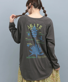 チチカカ |Orale! アガベプリントラウンドヘムロングTシャツ