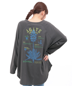 チチカカ |Orale! アガベプリントラウンドヘムロングTシャツ
