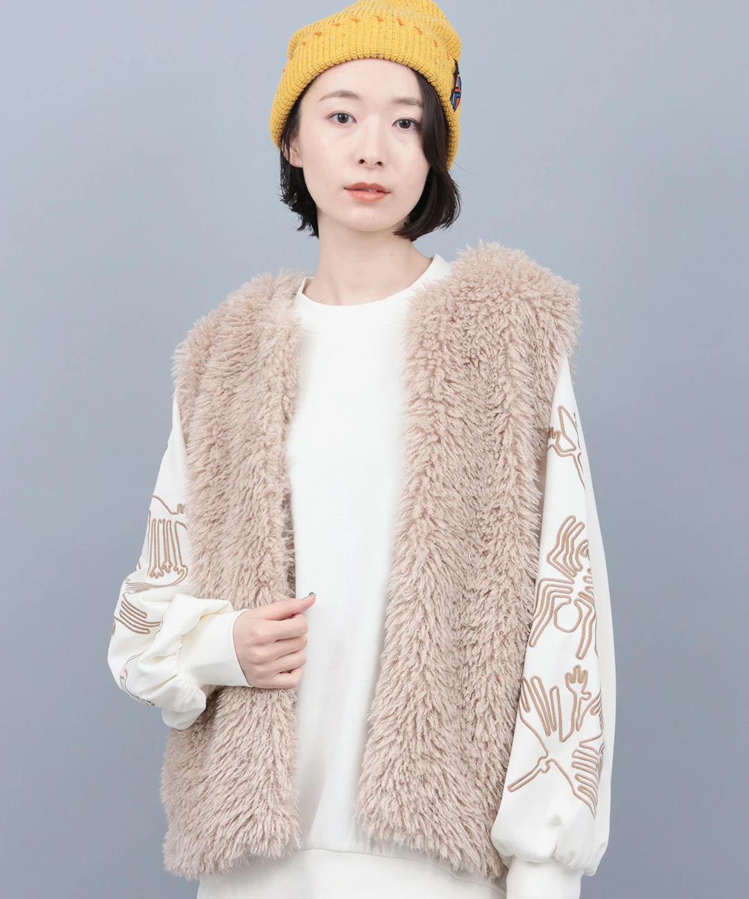heve Tinker Knit white ホワイト ファーベスト White Labelファー