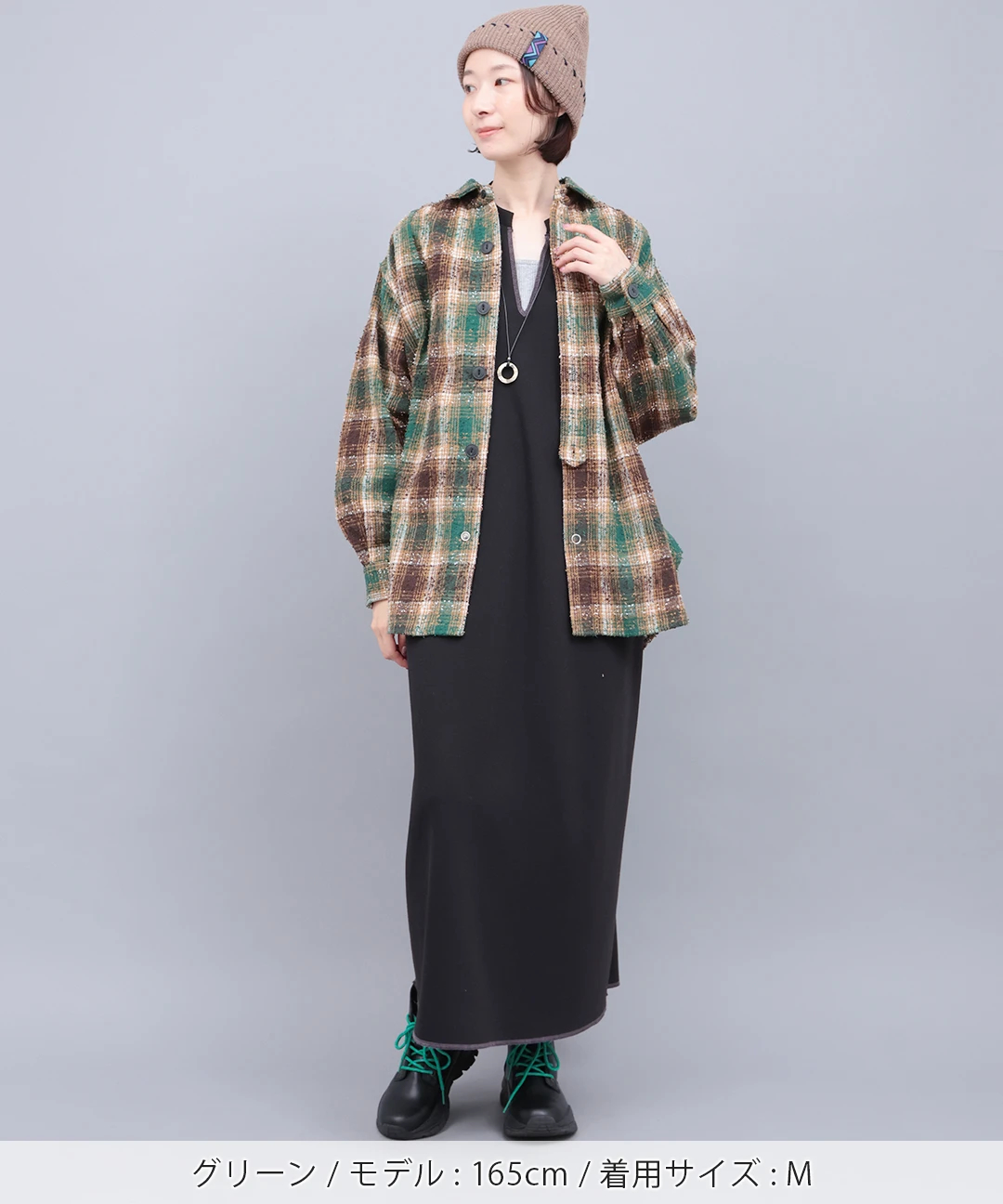 go slow caravan ビエラチェックギャザーオーバーシャツ【WEB限定