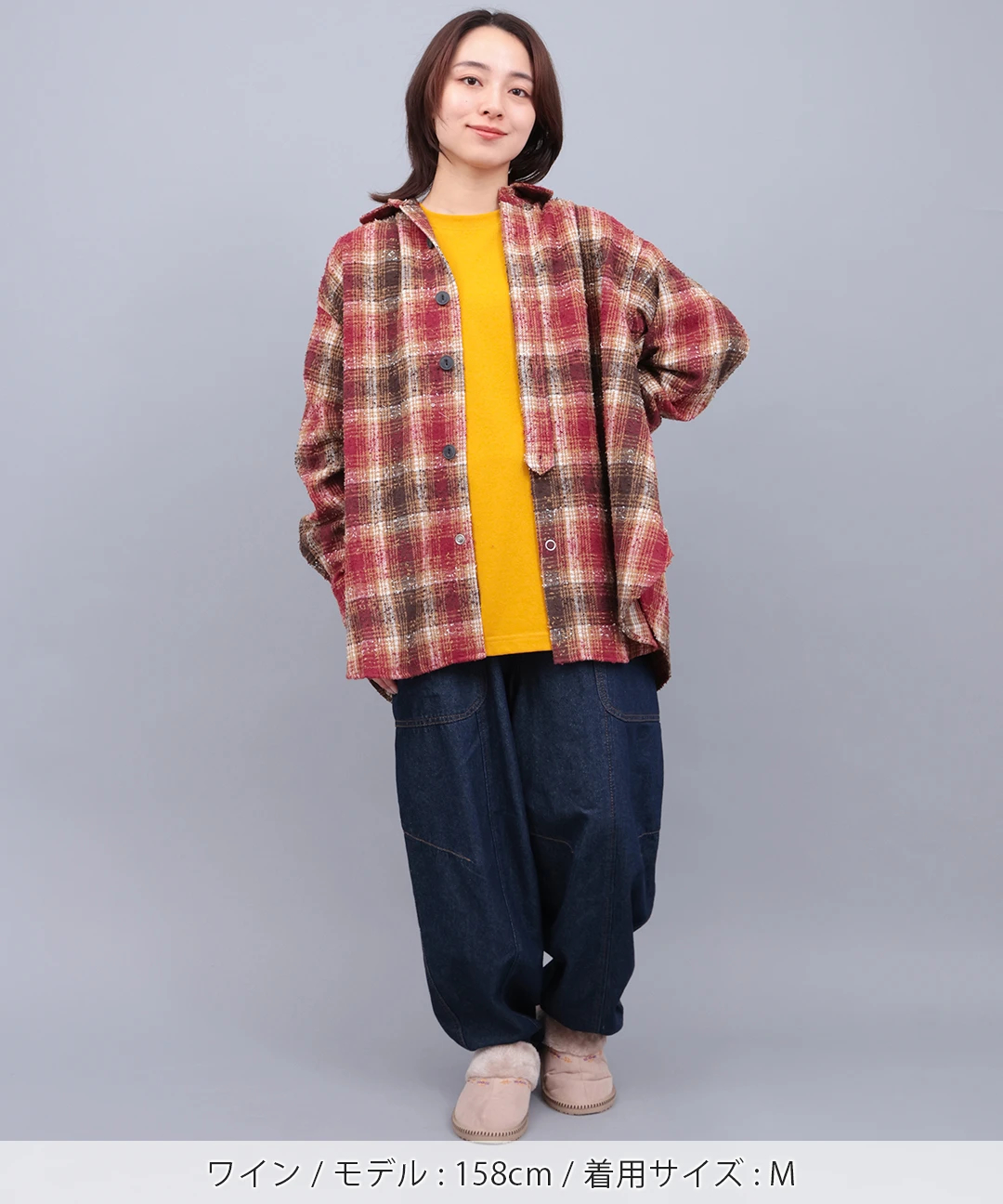 go slow caravan ビエラチェックギャザーオーバーシャツ【WEB限定