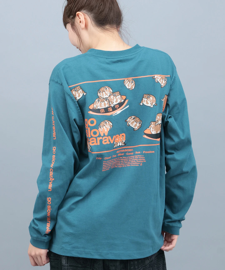 チチカカ |go slow caravan USAコットンスクエアロゴバックプリントTシャツ【WEB限定】