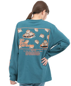 チチカカ |go slow caravan USAコットンスクエアロゴバックプリントTシャツ【WEB限定】