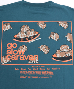 チチカカ |go slow caravan USAコットンスクエアロゴバックプリントTシャツ【WEB限定】