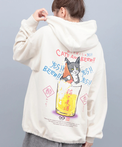 チチカカ |go slow caravan 猫と麦酒 裏毛ボックスフーディー【WEB限定】