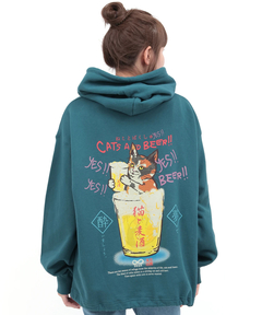 チチカカ |go slow caravan 猫と麦酒 裏毛ボックスフーディー【WEB限定】