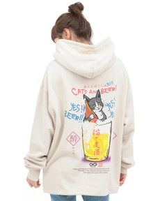 チチカカ |go slow caravan 猫と麦酒 裏毛ボックスフーディー【WEB限定】