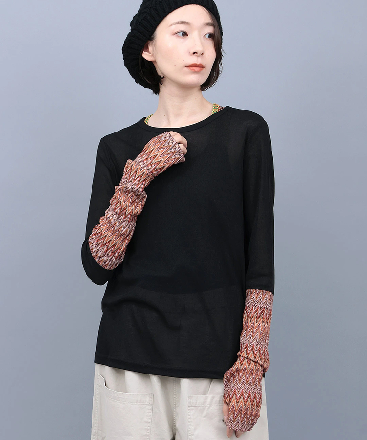 クシュクシュスリーブシアーTシャツ/OWCBB041