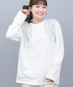 TICCA 別注 刺繍 ロングTシャツ ベージュ 日本製 22SS TICCA 別注 刺繍 ロングTシャツ ベージュ 日本製 22SS