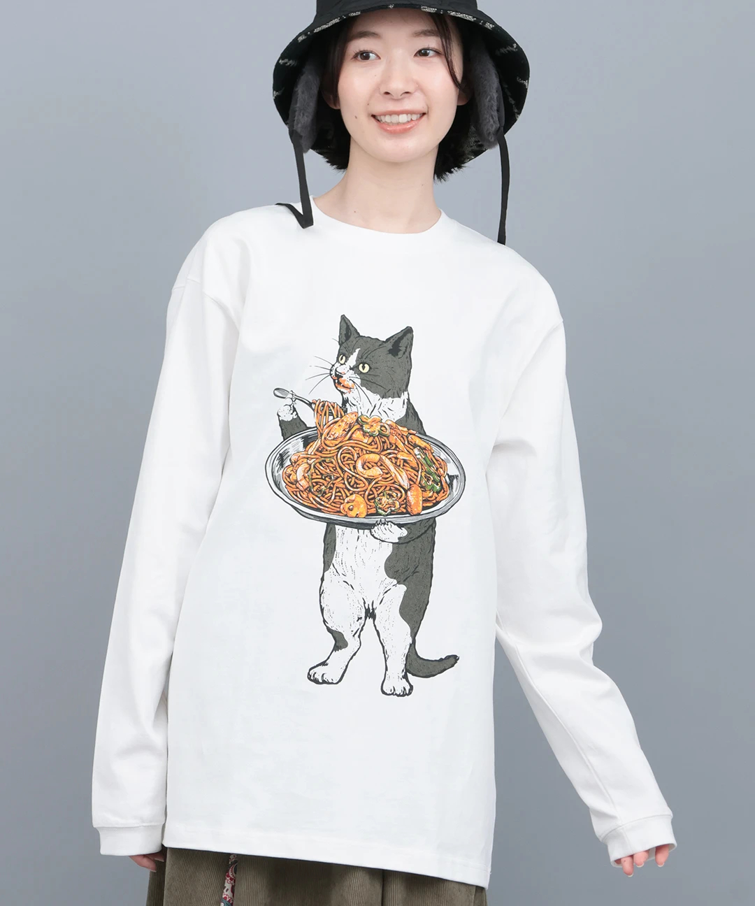 go slow caravan ヘビーUSAコットンナポリタン猫ロングTシャツ / T