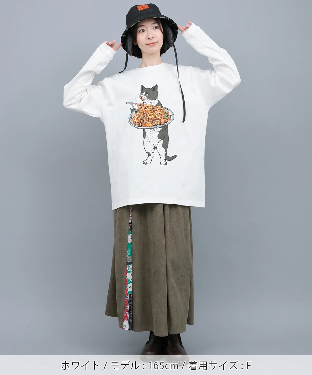 go slow caravan ヘビーUSAコットンナポリタン猫ロングTシャツ / T 