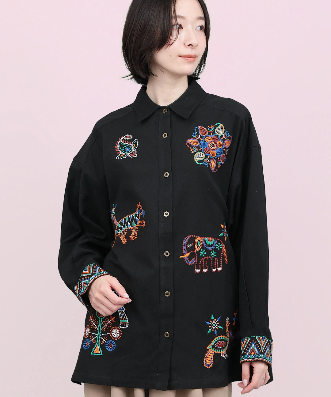 チチカカ（titicaca）/Rico カンタ刺繍モチーフシャツ Rico カンタ刺繍モチーフシャツ / シャツ・ブラウス | エスニック