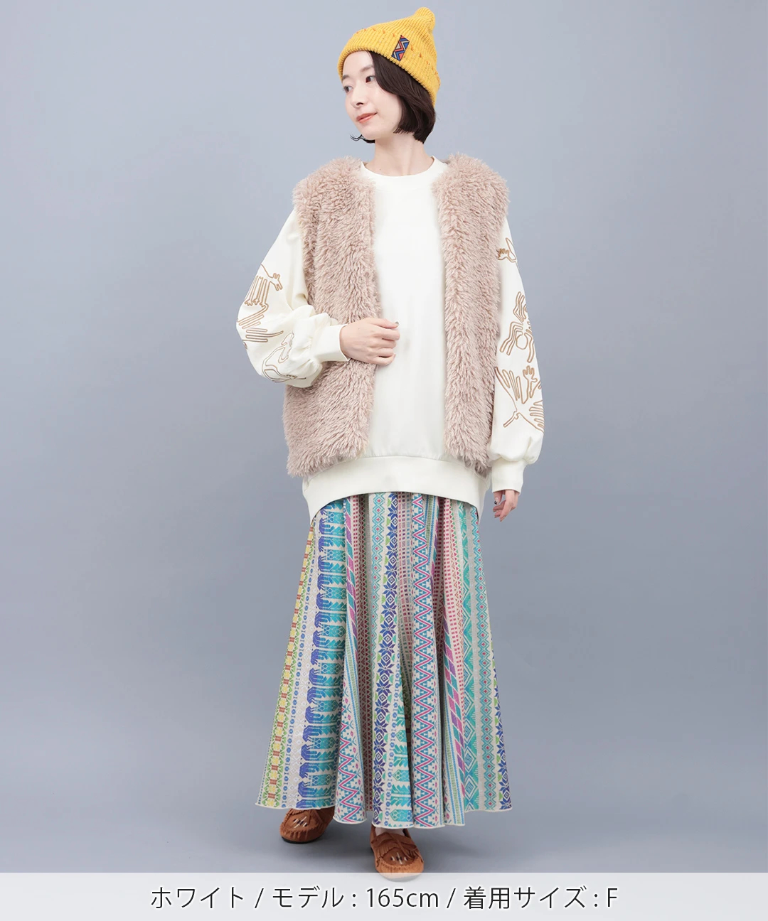 【Pacos】アルパカ100%ネイティブ柄ナスカの地上絵ニット　アイボリー系 ARIK.（アリク）アルパカ ボクシーニット モスグリーン｜韓国ブランド