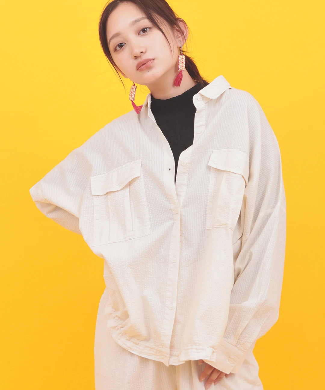 Orale! シアサッカーピグメントシャツ / シャツ・ブラウス