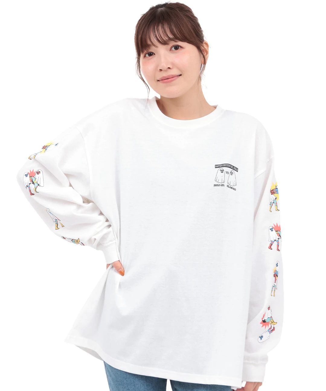 ちゃもページ おばけルチャプリントロングTシャツ / Tシャツ・カットソー