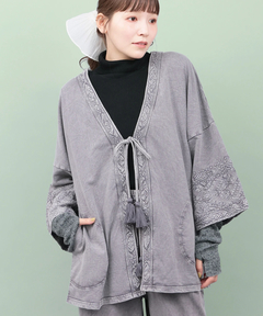 チチカカ |Rico アシッドウォッシュスウェットカーディガン