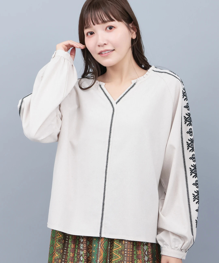 チチカカ |キカ刺繍スキッパーブラウス