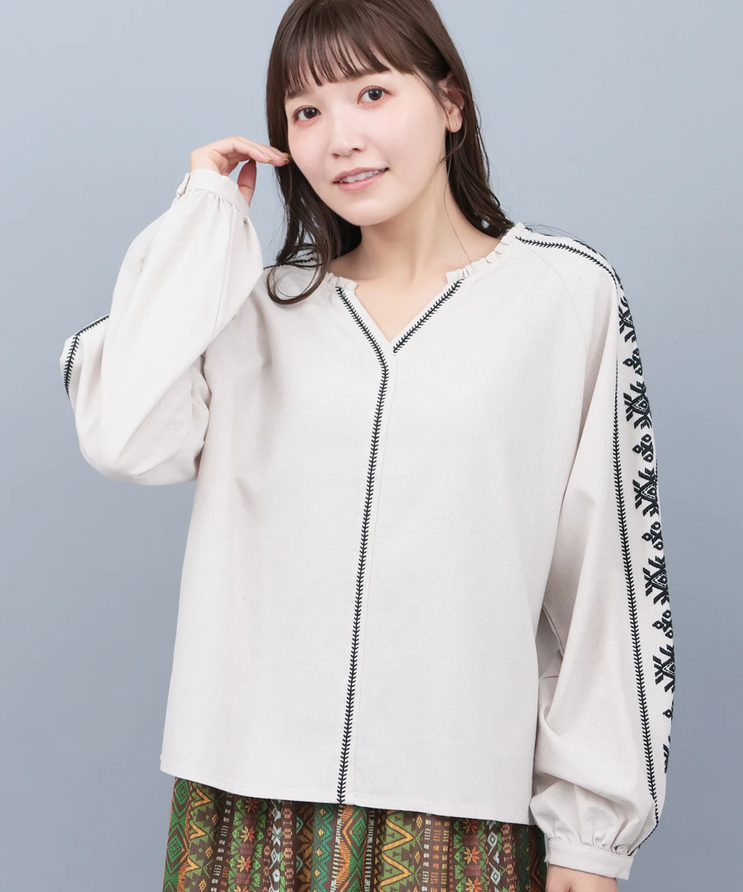 キカ刺繍スキッパーブラウス / シャツ・ブラウス | エスニック 