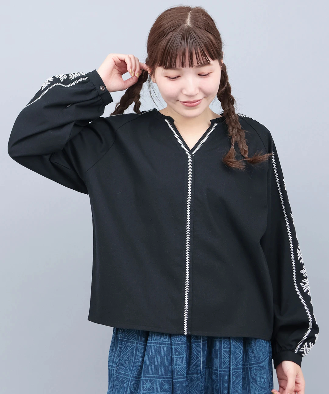 キカ刺繍スキッパーブラウス / シャツ・ブラウス | エスニック