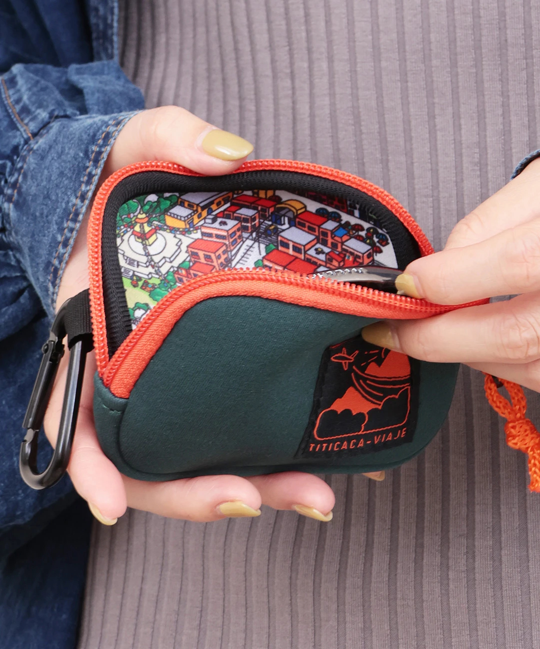 カラビナ付きトラベルミニポーチ / ポーチ | エスニックファッション