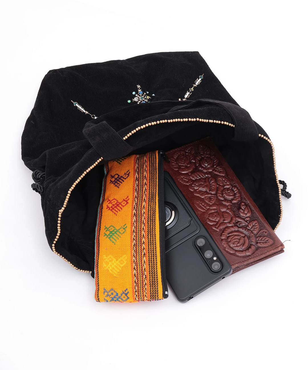 Rico フェズ刺繍巾着ショルダートートバッグ / トート・エコバッグ