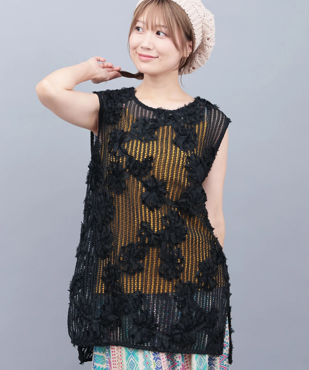 フラワーメッシュレースベスト / ニット・セーター | エスニック