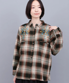 チチカカ |刺繍ワッフルチェックシャツ