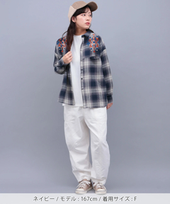 チチカカ |刺繍ワッフルチェックシャツ