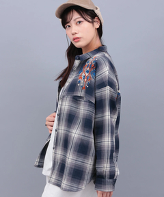 チチカカ |刺繍ワッフルチェックシャツ