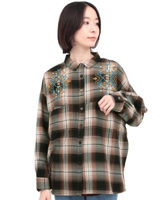 チチカカ |刺繍ワッフルチェックシャツ