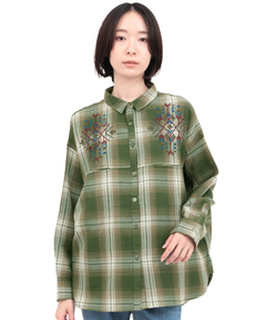 チチカカ |刺繍ワッフルチェックシャツ