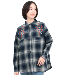 チチカカ |刺繍ワッフルチェックシャツ