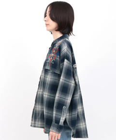 チチカカ |刺繍ワッフルチェックシャツ