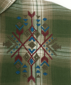 チチカカ |刺繍ワッフルチェックシャツ