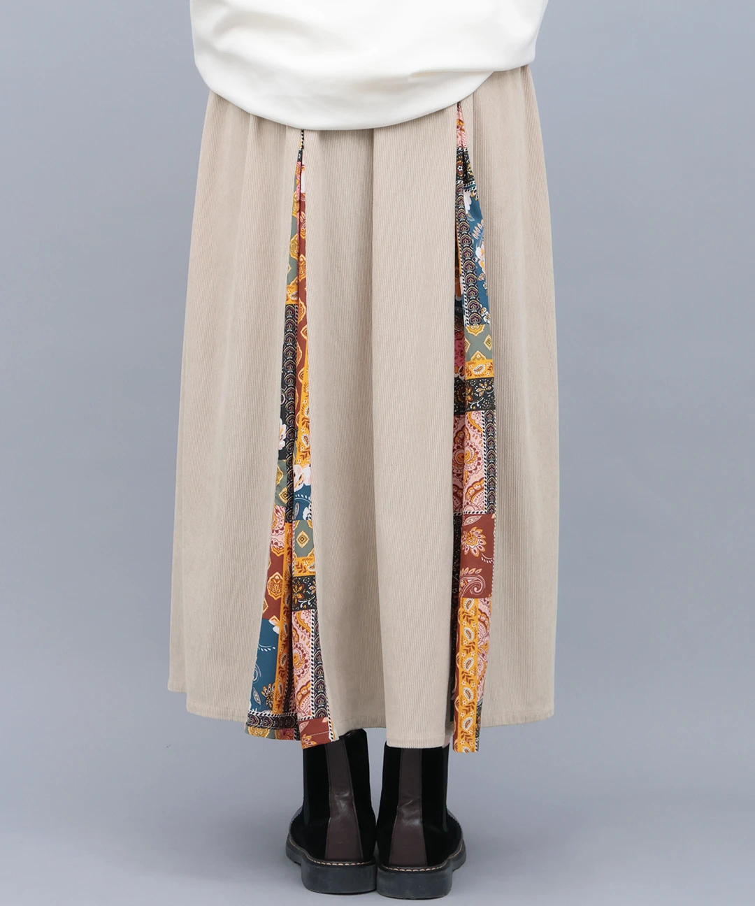 コーデュロイマチ切替スカート / スカート | エスニックファッション